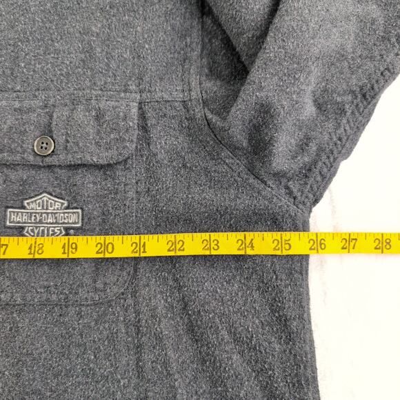 Vintage 90's Harley Davidson Charcoal Chamois Flannel Embroidered Size XL - Picture 5 of 9